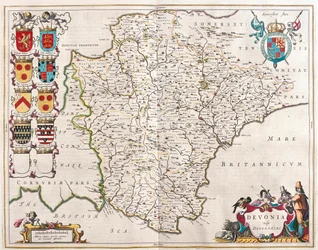 Devonshire, w "Theatrum Orbis Terrarum, sive Atlas Novus" Willema Blaeu, Amsterdam