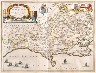 Dorchester (Dorset), w "Theatrum Orbis Terrarum, sive Atlas Novus" Willema Blaeu, Amsterdam