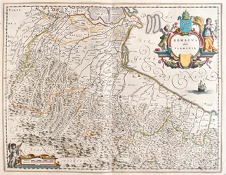 Emilia Romagna, Włochy, w "Theatrum Orbis Terrarum, sive Atlas Novus" Willema Blaeu, Amsterdam