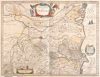 Ferrara, Włochy, w "Theatrum Orbis Terrarum, sive Atlas Novus" Willema Blaeu, Amsterdam