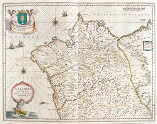 Galicia Hiszpania, w "Theatrum Orbis Terrarum, sive Atlas Novus" Willema Blaeu, Amsterdam