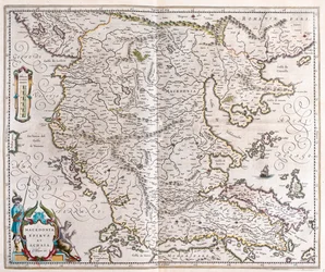 Grecja, Macedonia, Albania, w "Theatrum Orbis Terrarum, sive Atlas Novus" Willema Blaeu, Amsterdam