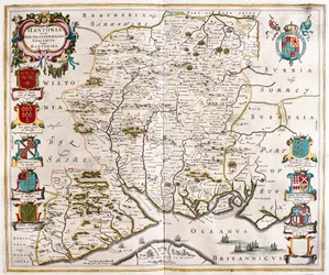Hampshire i Southampton, w "Theatrum Orbis Terrarum, sive Atlas Novus" Willema Blaeu, Amsterdam