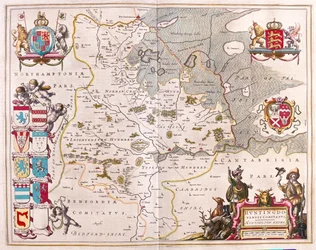 Huntington shire, w "Theatrum Orbis Terrarum, sive Atlas Novus" Willema Blaeu, Amsterdam