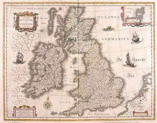 Irlandia i Wielka Brytania, w "Theatrum Orbis Terrarum, sive Atlas Novus" Willema Blaeu, Amsterdam