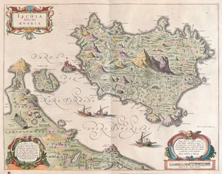 Wyspa Ischia, Włochy, w "Theatrum Orbis Terrarum, sive Atlas Novus" Willema Blaeu, Amsterdam