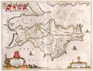 Isle of Wight, w "Theatrum Orbis Terrarum, sive Atlas Novus" Willema Blaeu, Amsterdam