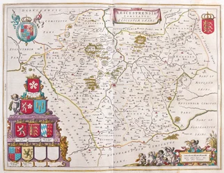 Leichester, w "Theatrum Orbis Terrarum, sive Atlas Novus" Willema Blaeu, Amsterdam
