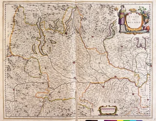 Lombardia, Włochy, w "Theatrum Orbis Terrarum, sive Atlas Novus" Willema Blaeu, Amsterdam