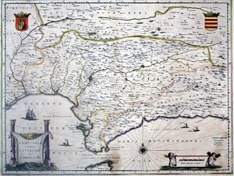 Mapa Andaluzji, Hiszpania (grawerowanie)