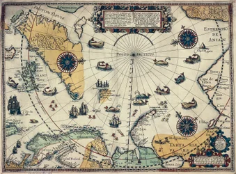 Mapa regionów polarnych, holenderski kartograf Willem Janszoon Blaeu (1571-1638)