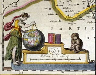 Pomiar Ziemi. Fragment atlasu autorstwa Willema Janszoon Blaeu (1571-1638). Amsterdam 1630.