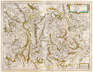 Nivernais, Nievre, w "Theatrum Orbis Terrarum, sive Atlas Novus" Willema Blaeu, Amsterdam