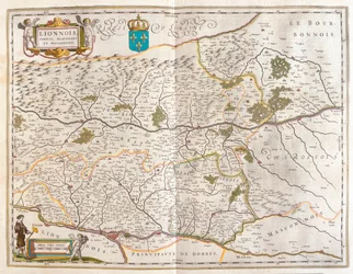 Północny obszar Lyonu w "Theatrum Orbis Terrarum, sive Atlas Novus" Willema Blaeu, Amsterdam