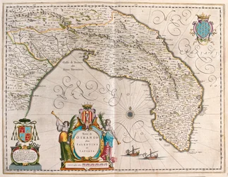 Otranto, Salento, Lecce, Apulia, Włochy, w "Theatrum Orbis Terrarum, sive Atlas Novus" Willema Blaeu, Amsterdam