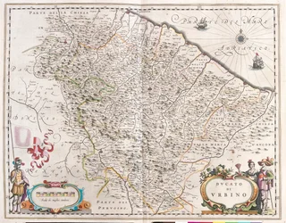 Pesaro i Urbino, Włochy, w "Theatrum Orbis Terrarum, sive Atlas Novus" Willema Blaeu, Amsterdam