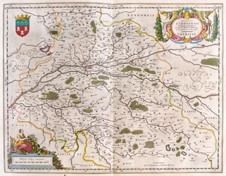 Dolina Loary z miastem (Bloise, Amboise) - Touraine, w "Theatrum Orbis Terrarum, sive Atlas Novus" Willema Blaeu, Amsterdam