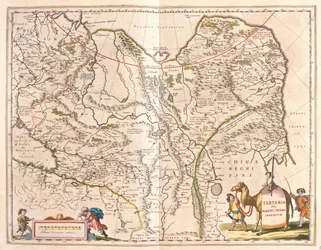 Tartary and Northern part of China and Korea, w "Theatrum Orbis Terrarum, sive Atlas Novus" Willema Blaeu, Amsterdam