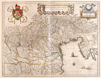 Terriory Veneto i Terviso, Włochy, w "Theatrum Orbis Terrarum, sive Atlas Novus" Willema Blaeu, Amsterdam