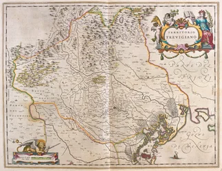 Treviso, Włochy, w "Theatrum Orbis Terrarum, sive Atlas Novus" Willema Blaeu, Amsterdam