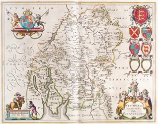 Westmorland, w "Theatrum Orbis Terrarum, sive Atlas Novus" Willema Blaeu, Amsterdam