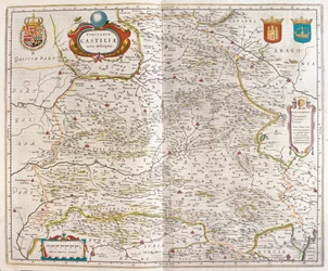 Saragossa, Walencja, Alicante, Kartagena, Madryt, Kordoba, Sewilla, Salamanka, Palencia, Segowia, Toledo, Cuenca, Granada, w "Theatrum Orbis Terrarum, sive Atlas Novus" Willema Blaeu, Amsterdam