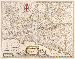 iWschodnia riwiera Ligurii, Włochy, n "Theatrum Orbis Terrarum, sive Atlas Novus" Willema Blaeu, Amsterdam
