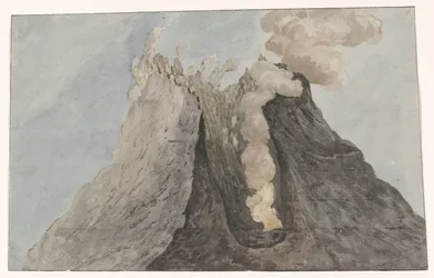 Binnenzijde van krater Etna Widok wnętrza krateru Etna (tytuł na obiekcie) Podróże po Włoszech, Sycylii i Malcie - 1778 (tytuł serii)