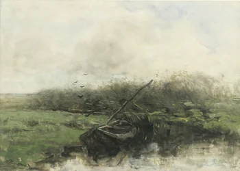 Łódź wiosłowa w rowie
