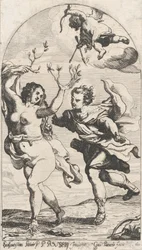 Daphne uciekająca przed Apollem, z Kupidynem nad głową, 1631.