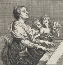 Święta Cecylia grająca na organach, z dwoma puttami po prawej, ok. 1631.