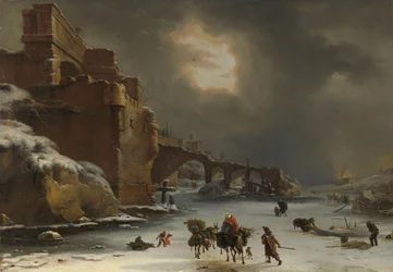 Mury miejskie zimą, ok. 1650-70 (olej na płótnie)