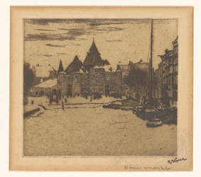 Nieuwmarkt w Amsterdamie Nowy rynek (tytuł na obiekcie)