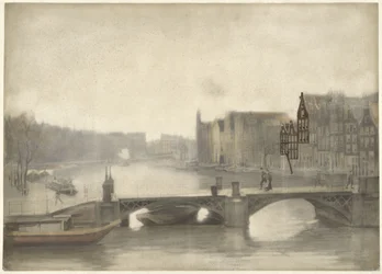 Widok na Binnen-Amstel we mgle