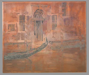 Gondola dociera do Canal Grande w Wenecji