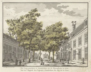 Widok na dziedziniec Leprozenhuis w Amsterdamie