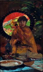 ""Młoda dziewczyna z japońskim parasolem" (Dziewczyna z japońskim parasolem) Obraz Willema de Zwart (862-1931) - ok. 1899 - Olej na płótnie Dim 82,5x51 cm Gemeentemuseum Den Haag