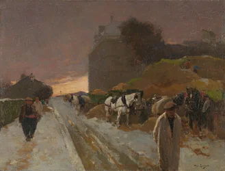Ulica na Montmartre w Paryżu zimą