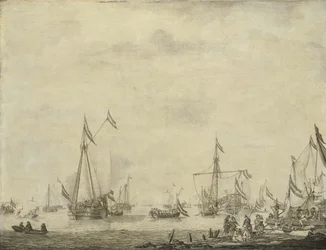 Jacht Królewski i Stateczny Żagiel Jachtowy z Moerdijk z Karolem II, królem Anglii, na pokładzie, 1660