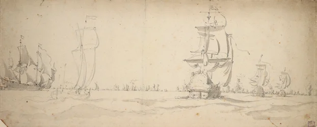Holenderskie statki płynące w kierunku głównej floty, maj 1672, ok. 1672 (grafit, szary pył)