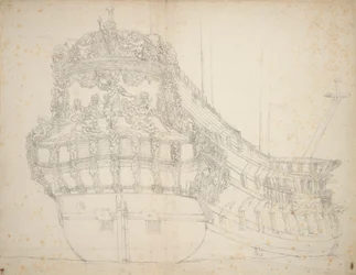 Portret "Gideona", 62-działowego okrętu zbudowanego w 1664 r. i ostatnio zarejestrowanego w 1689 r., ok. 1670 r. (offset)