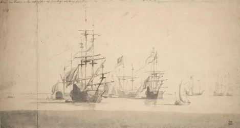 Tromp salutujący w "Oosterwijk", ok. 1664 (grafit, szare pranie)
