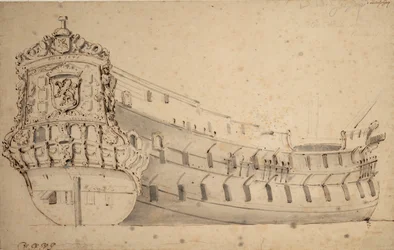Portret "Ridderschap", 66 dział, Admiralicji Maas, zbudowanego w 1666 r. i utraconego na morzu w 1690 r., ok. 1686 r. (grafit, szare pranie)