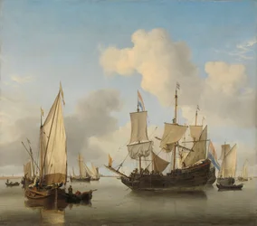 Statki na kotwicy na wybrzeżu, ok. 1660 (olej na płótnie)