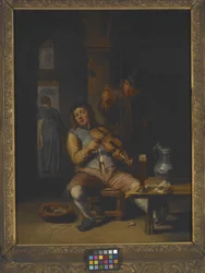 Biesiadnicy (olej na drewnie)