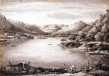 A View of the Head of Ulswater towards Patterdale, wyryty przez Chatelin and Mason