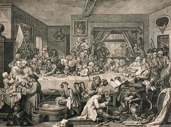 Rozrywka wyborcza, z „Dzieła Williama Hogartha”, wydana w 1833 r. (rycina)