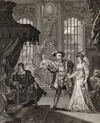 Henryk VIII i Anna Boleyn, rytowane przez T. Cooke