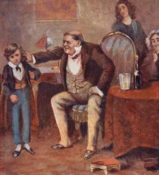 Chłopięce lata Davida Copperfielda (kolorowa litografia)