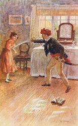 Ilustracja do Młyna nad Flossą autorstwa George Eliot (kolorowa litografia)